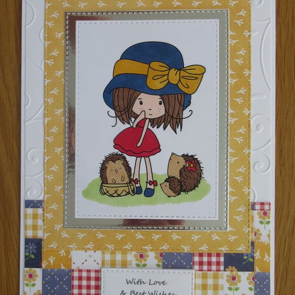 Winnie With Her Hedgehog Friends - A5 Any Occasion Card