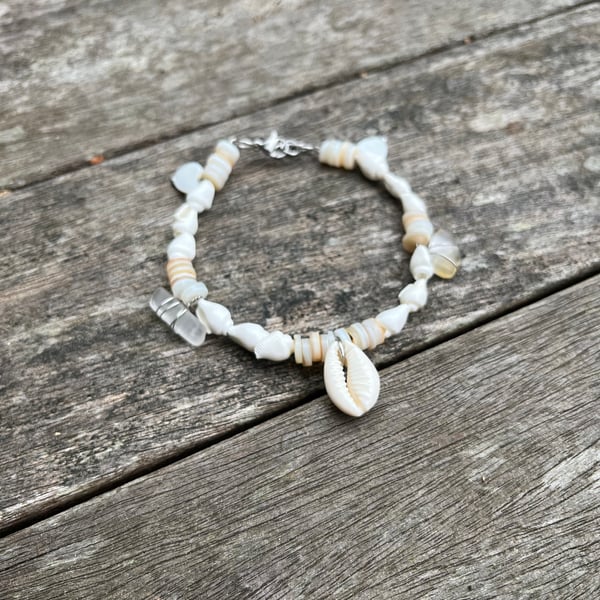 From The Sea Charm Bracelet, Real Shells & Sea Glass