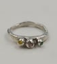 Sterling Silver Molten Ring, Pink Green Yellow CZ Gemstones - Size K - Image 5