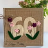 Handmade 60th Birthday Card. Felt. Keepsake Card. Textile card.