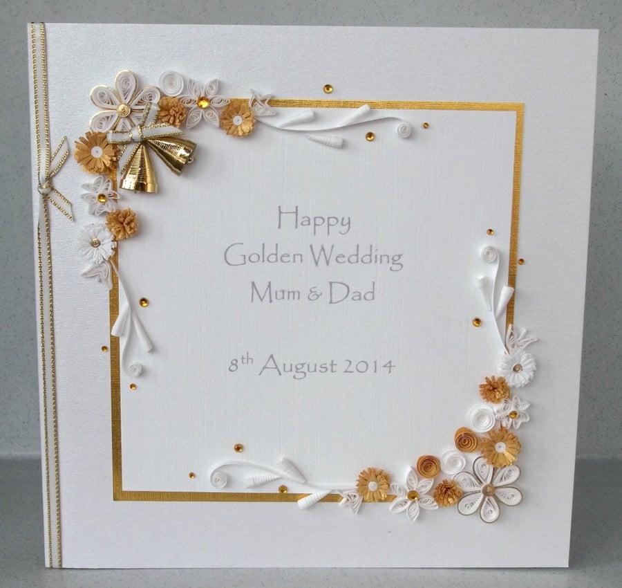 Golden 50th wedding anniversary card
