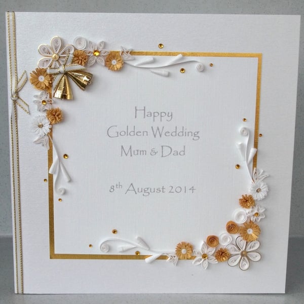 Golden 50th wedding anniversary card