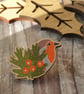 Robin Wooden Pin Brooch - Image 2