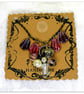 Handmade necklace with purple and white pearl glass beads with a gold heart - Image 3