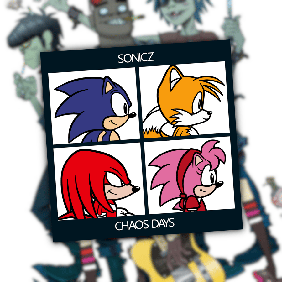 Sonic the Hedgehog x Gorillaz Album Art Mash-Up Print 
