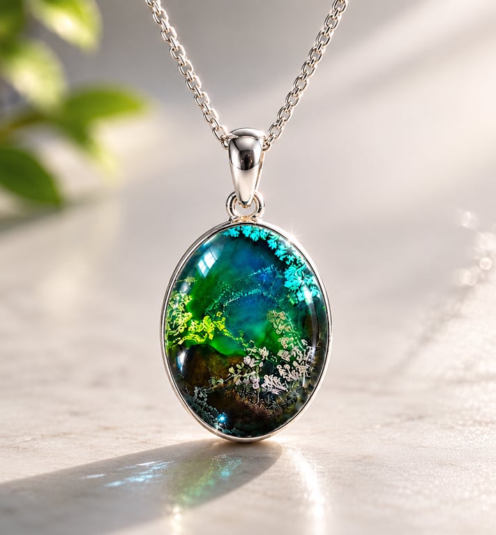 Handcrafted pendant, garden of Eden 
