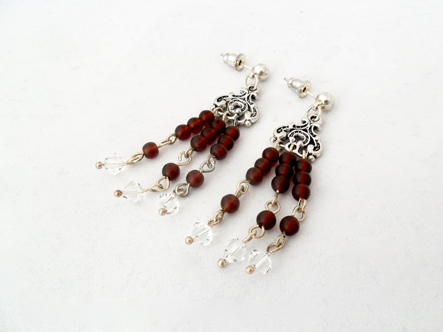 Ruby red chandelier earrings Reduced