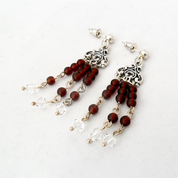 Ruby red chandelier earrings