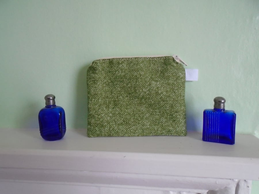 Green Cotton Coin Purse or Card Holder.