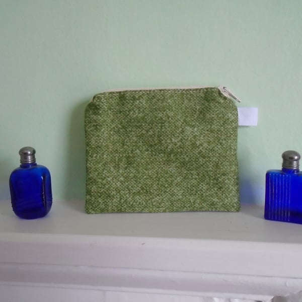 Green Cotton Coin Purse or Card Holder.