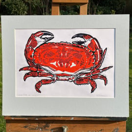 Cromer Crab - original, handprinted linocut