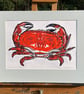 Cromer Crab - original, handprinted linocut