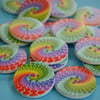 30mm Wooden Rainbow Swirl Buttons Large Colourful Button (RSW4)