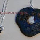 Organic blue crackle pendant