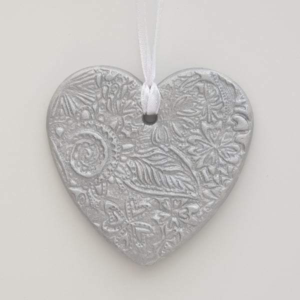 SALE Heart hanging decoration, clay decoration