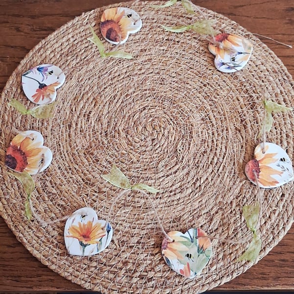 Sunflower Heart Clay Summer Bunting
