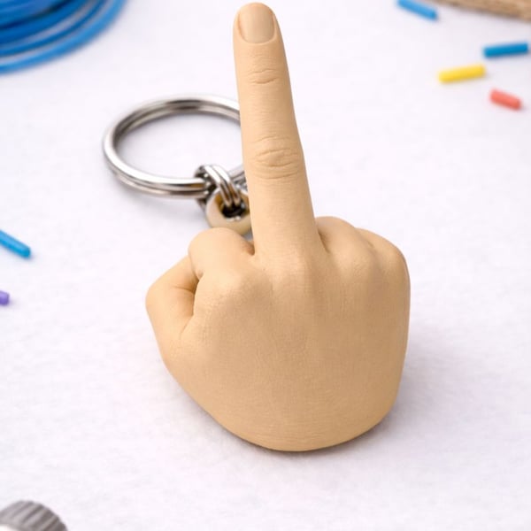 Novelty Hand Gesture Keychain – Custom 3D Printed & Handmade