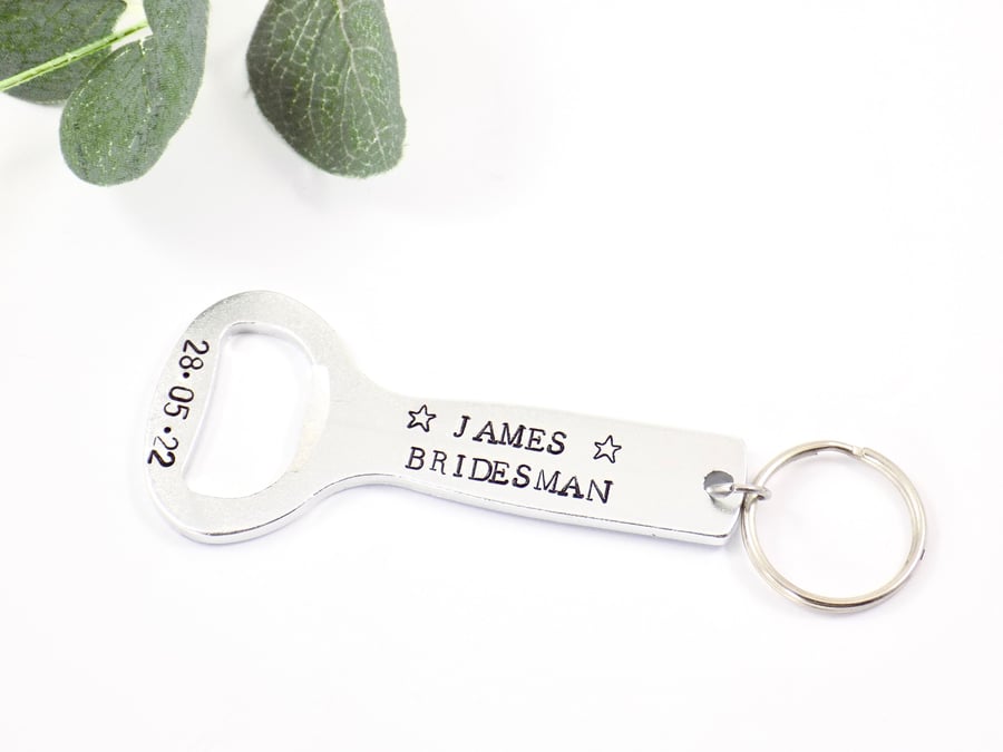 Custom Bridesman Proposal Gift: Personalised Aluminium Bottle Opener for Wedding