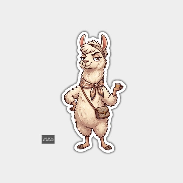 Funny Vinyl Die Cut Sticker For Adults - Glam Llama