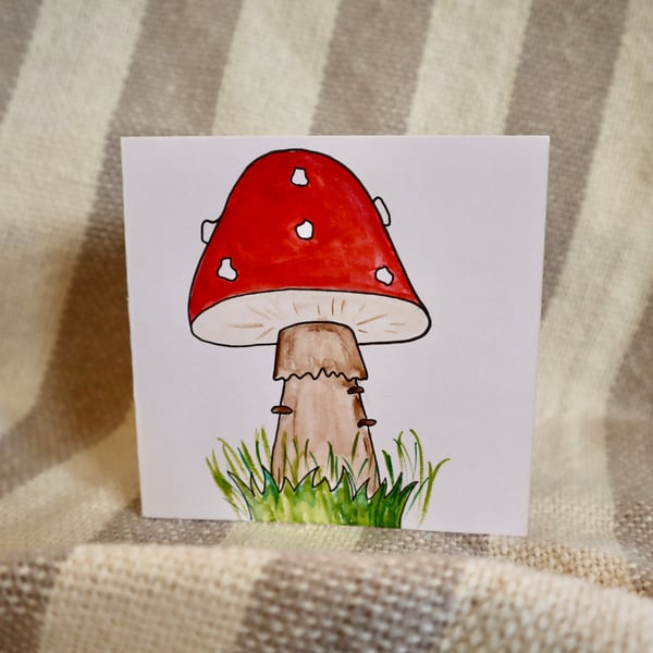 Mushroom, Toadstool handpainted Card