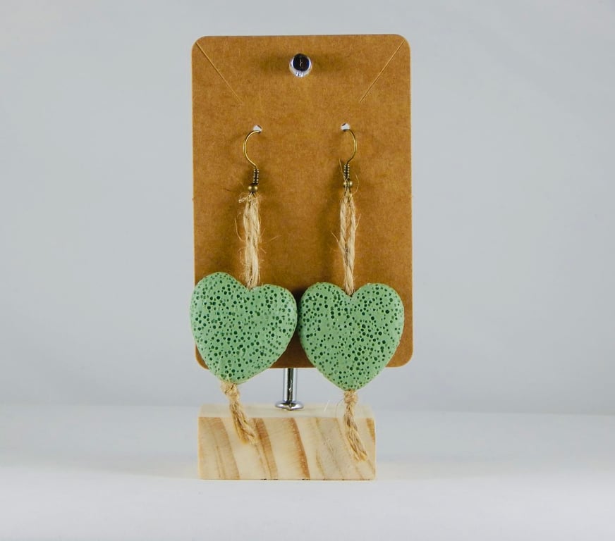 Green heart earrings
