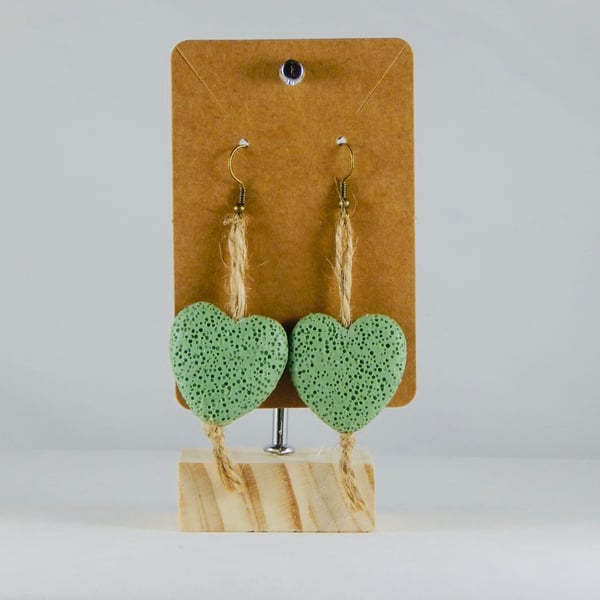 Green heart earrings