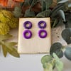 Purple Double Hoop Stud Drop Earrings