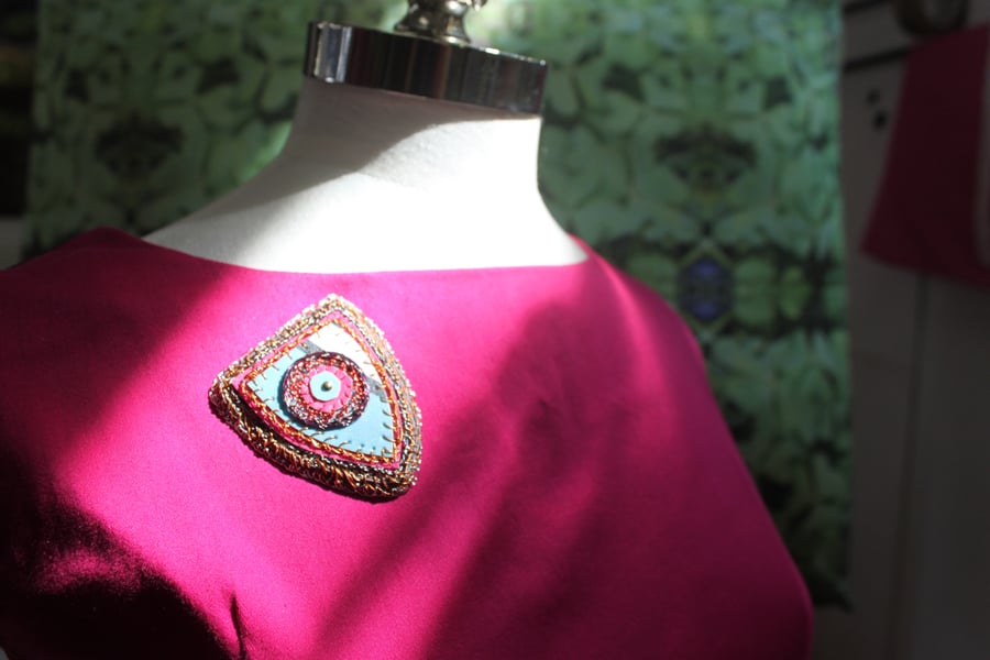 Shield recycled brooch  - sustainable jewellery  