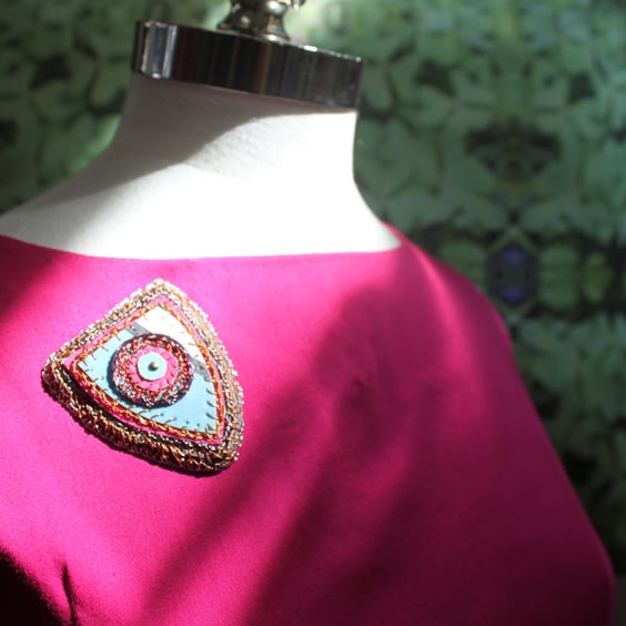 Shield recycled brooch  - sustainable jewellery  
