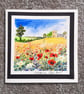 Blank Card. Poppies and the Church on the Hill. Handpainted Watercolour Keepsake - Image 4