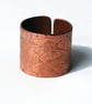 Etched Copper Floral Ring - Adjustable size - Image 1