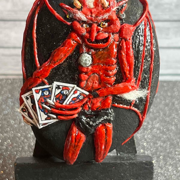 Hand painted Devil Stone ornament (Perfect Halloween gift) 