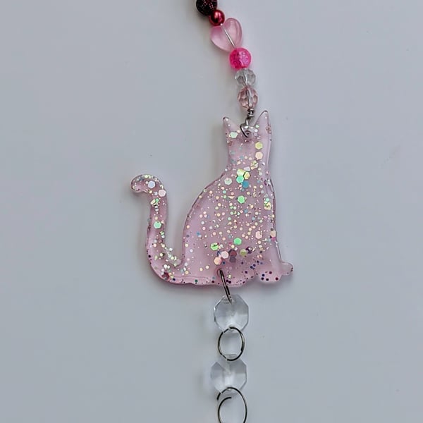 Sparkly Resin Sun Catcher Decoration - Cat 3