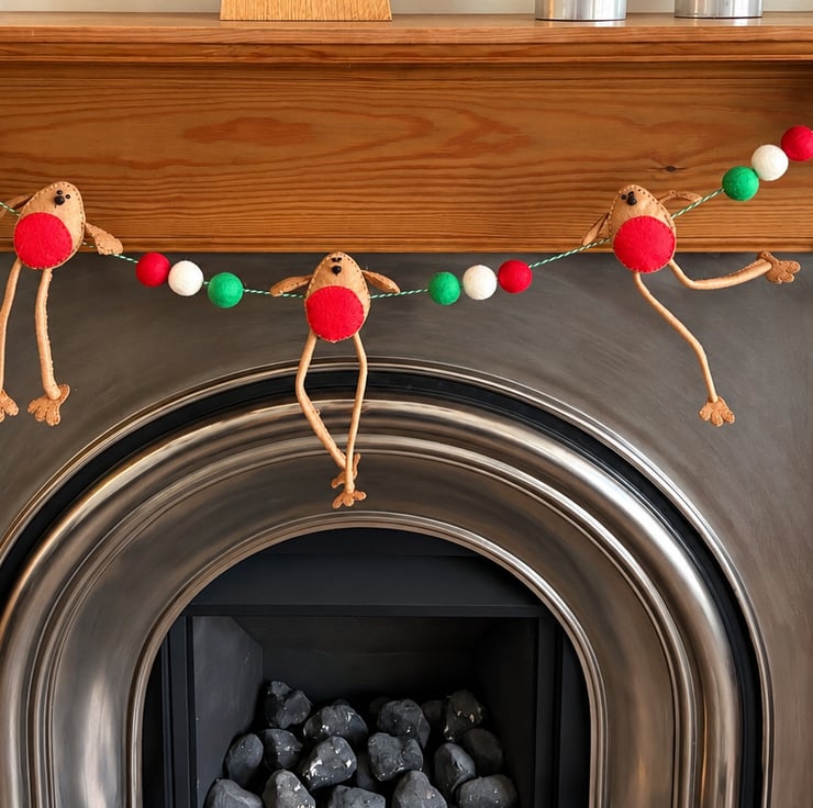 Handmade Christmas Robin Garland – Felt Robins ... - Folksy