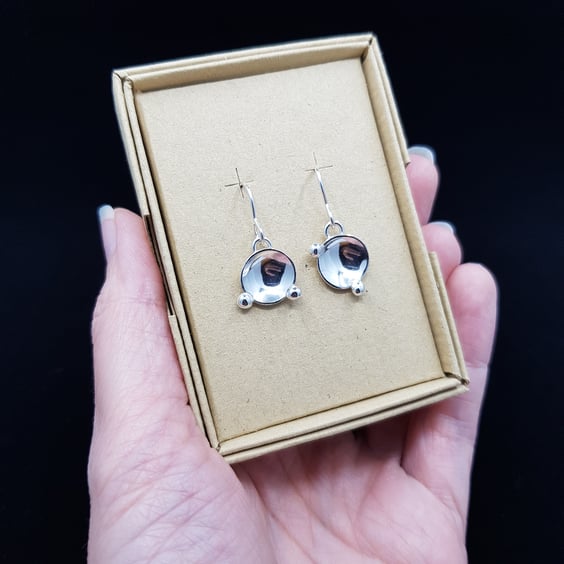 Planet & Moon Inspired Dangle-Drop Sterling Silver Earrings (Design B) (OOAK)