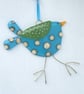 Fused Glass Turquoise Spotty Bird Decoration - Image 5