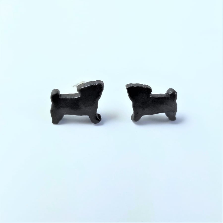 Earrings Dog CHOOSE Colour Studs Ceramic Sterling Silver Free UK Postage