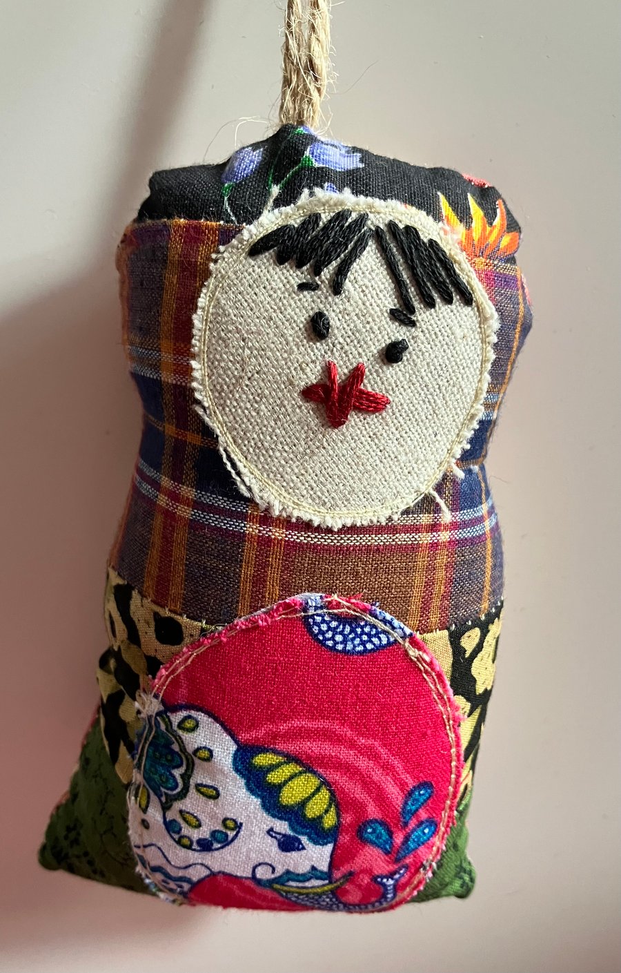 Decorative mini hanging doll hand made in Devon - Grace