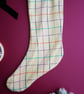 Medium Christmas Stocking in Cream with Rainbow Check Pattern (seconds) - Image 2