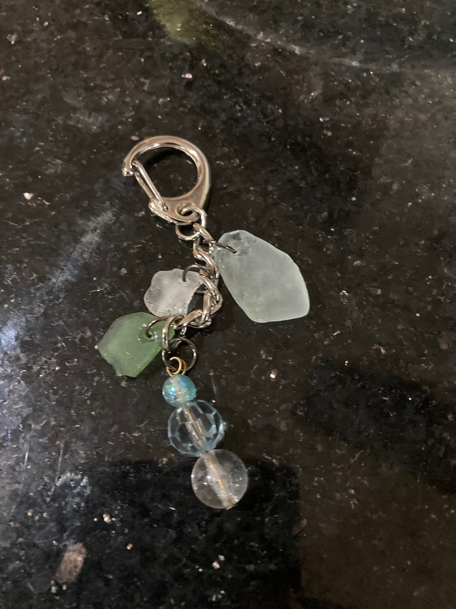 Bag charm or key ring with seaglass decoration