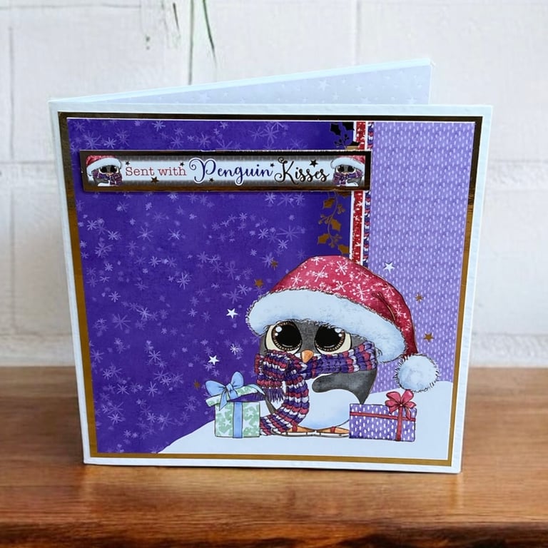 Christmas Card. Cute Penguin Christmas Card.