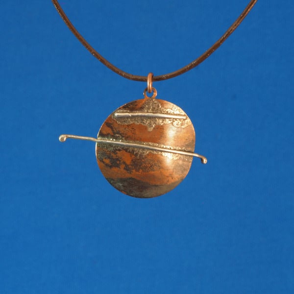 Copper and Silver Circular Equator Pendant