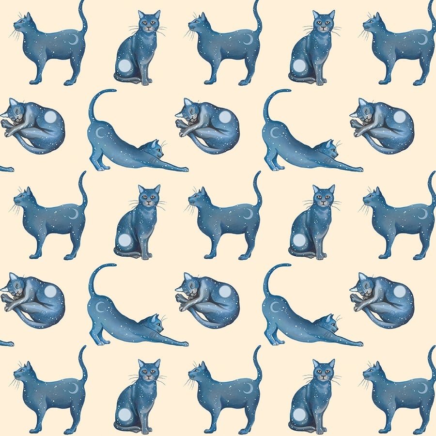 2 x sheets: Cat wrapping paper  - recyclable - beautiful gift wrap, cat lovers 