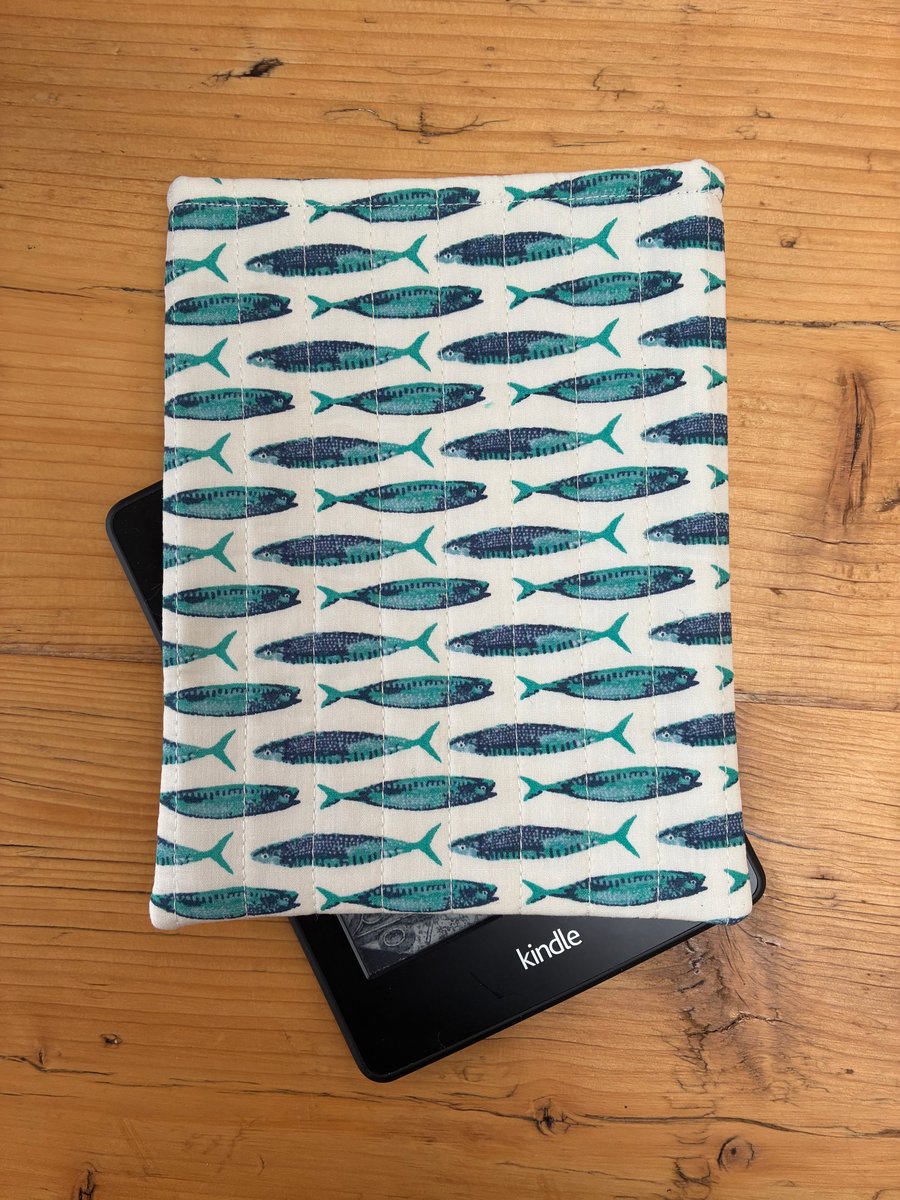 Fish Print Quilted Fabric Sleeve For Kindle 6 Inch Paperwhite 