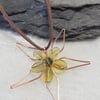 SALE Wire Wrapped Copper Flower Pendant on Faux suede 