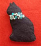 Handmade Black Cat Felt Brooch
