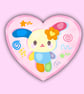 Usahana Heart Holographic Sticker Pastel Bunny Vinyl Sticker, Cute Kawaii