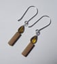 Sterling Silver Earrings with Picture Jasper Candle & Faceted Honey Quartz Flame - Image 2