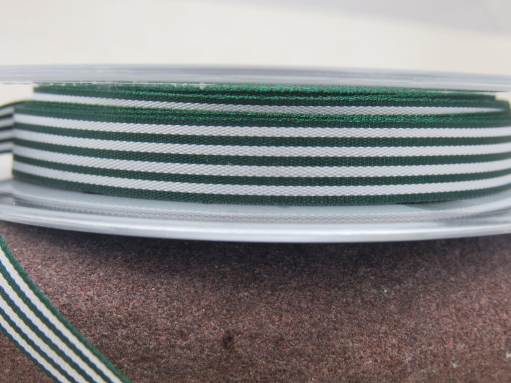3 Metres Berisfords Dark Green Pencil Stripe Ribbon