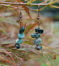 Copper & Agate Stacked Drop Earrings - Handmade - Natural Stone Earrings